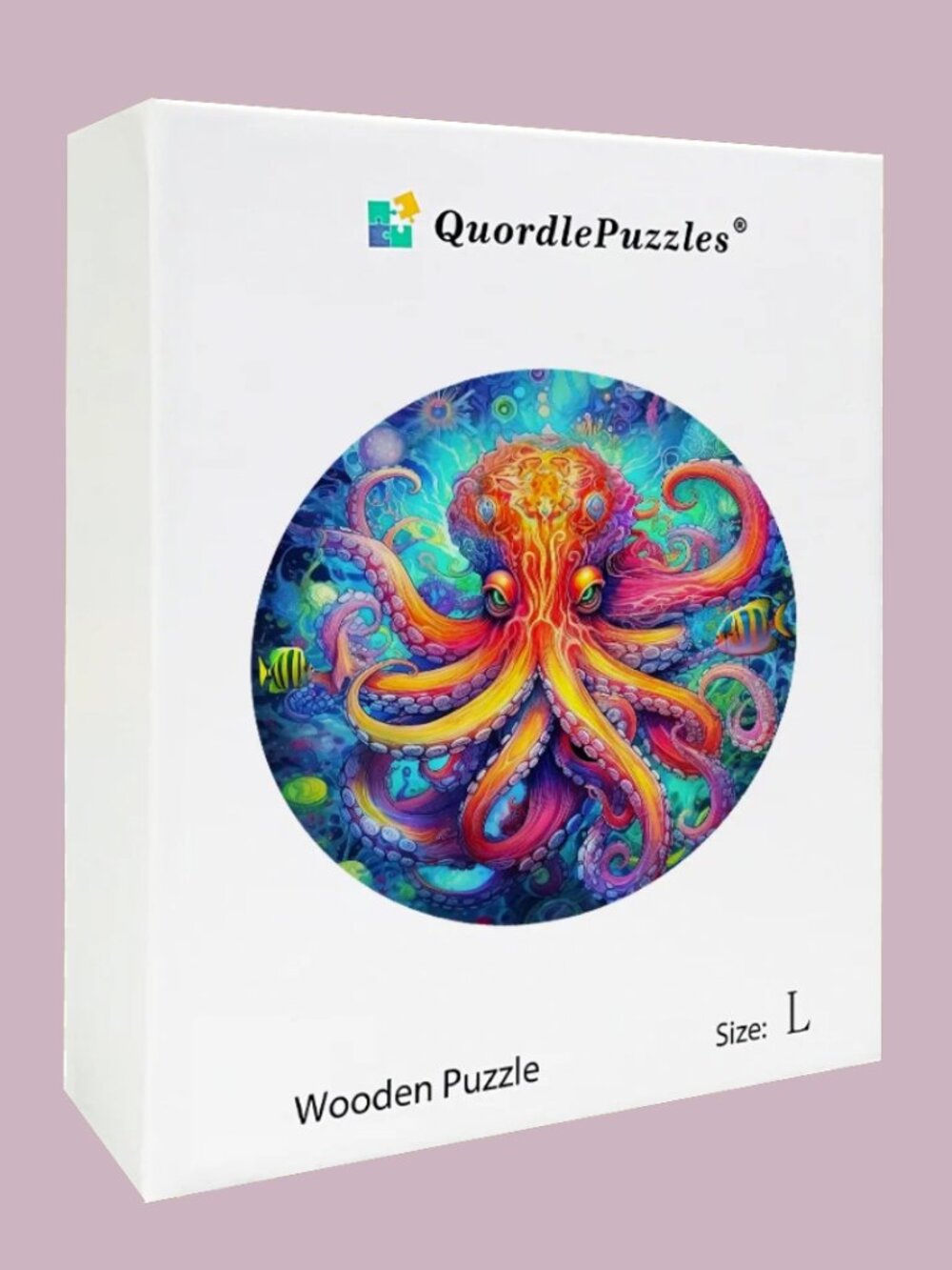 QUORDLE PUZZLES LARGE ROUND OCTOPUS WOODEN PUZZLE | SIZE L | LIKE NEW